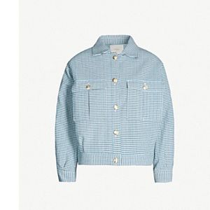 Maje Bikar Tweed Jacket In Blue